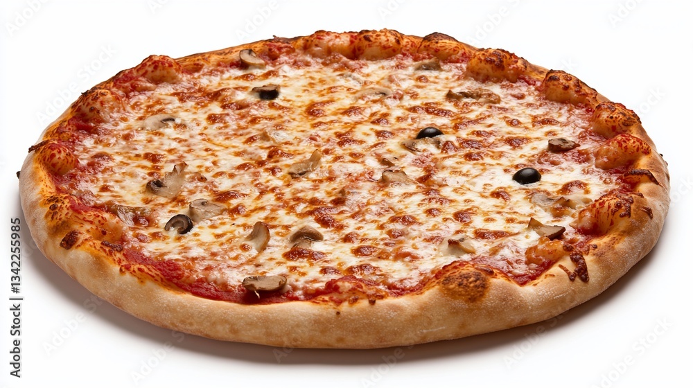 Delicious cheese pizza with mushrooms and olives Delicious cheese pizza with mushrooms and olives