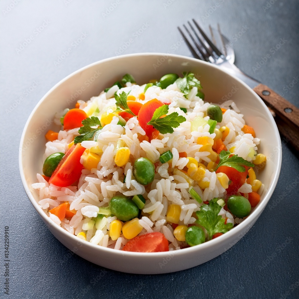 vegan rice salad with vegetables AI generated vegan rice salad with vegetables AI generated
