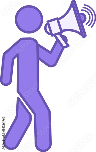 Colored Speaker Icon. Vector Illustration. Man Talking in Loudspeaker. Music Concept