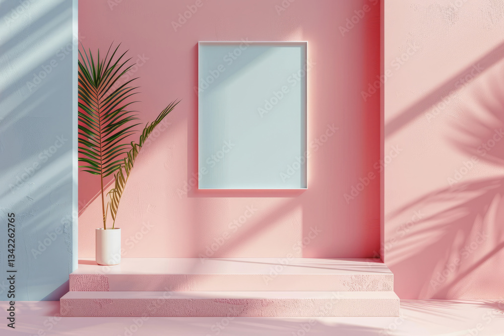 Discover a Trendy Minimalist Interior Featuring Soft Pink Walls and Beautiful Greenery