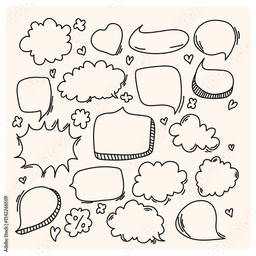 Wallpaper Mural Chalk pencil speech bubbles doodle set. Crayon communication frame, comic talk balloon in sketch style, Grunge texture. Torontodigital.ca