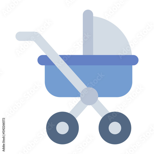 Stroller flat icon symbolizing baby transportation and mobility