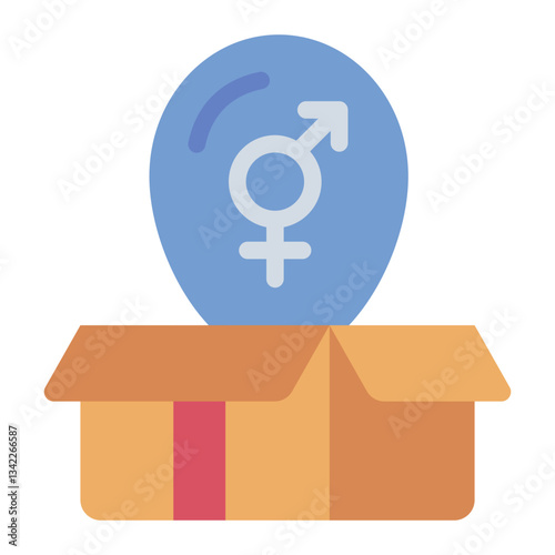 Gender reveal flat icon symbolizing baby announcement event