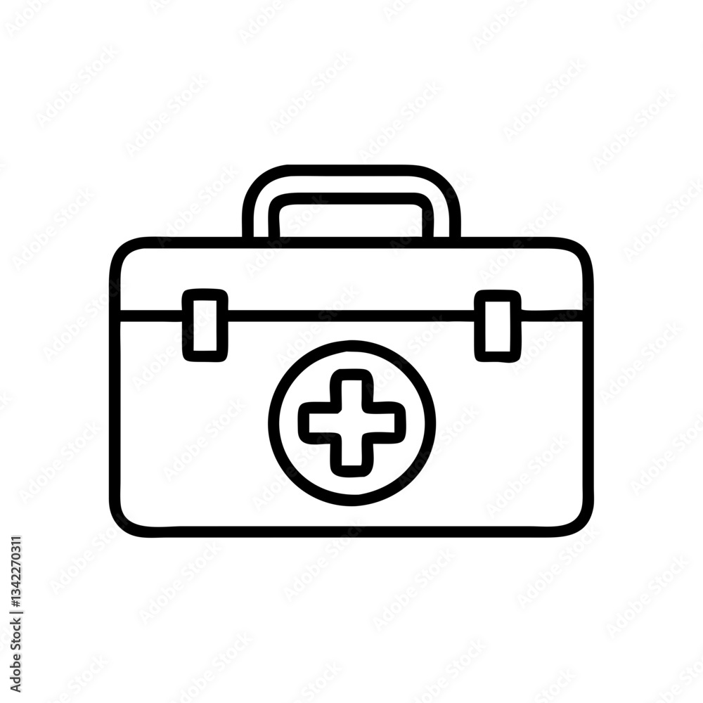 First Aid Kit Icon in Minimalist Style with Black Lines First Aid Kit Icon in Minimalist Style with Black Lines