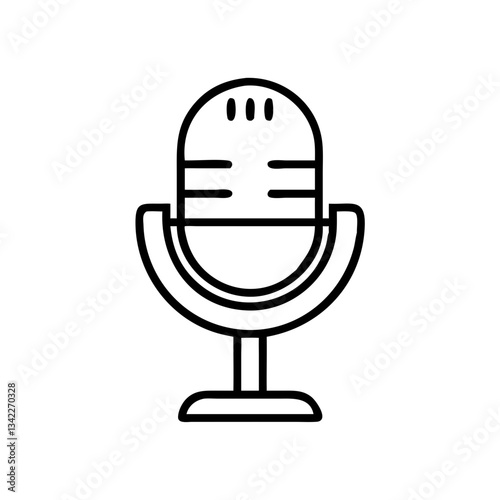 Microphone icon in minimalistic style against white background  