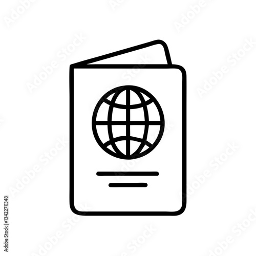 Passport with Globe Icon in Minimalist Style  