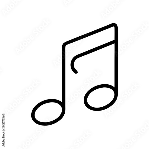 musical note outline symbol on a white background  