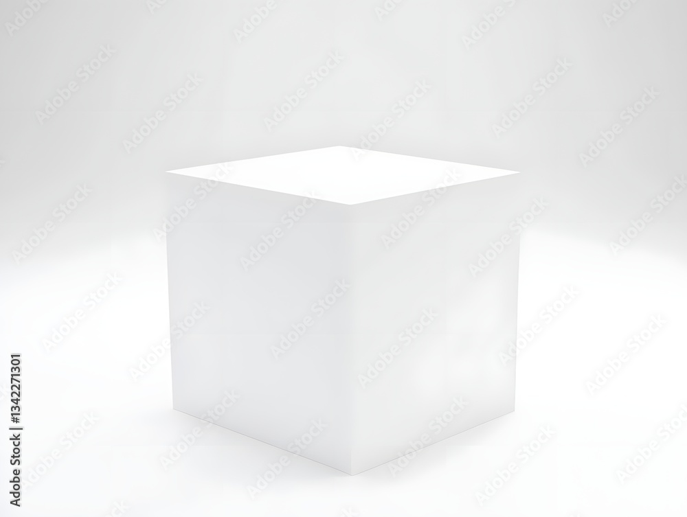 Minimalist White Cube on Light Background for Creative Concepts Minimalist White Cube on Light Background for Creative Concepts