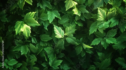 Wallpaper Mural Lush green leaves, sunlight dappled, garden backdrop, nature texture Torontodigital.ca