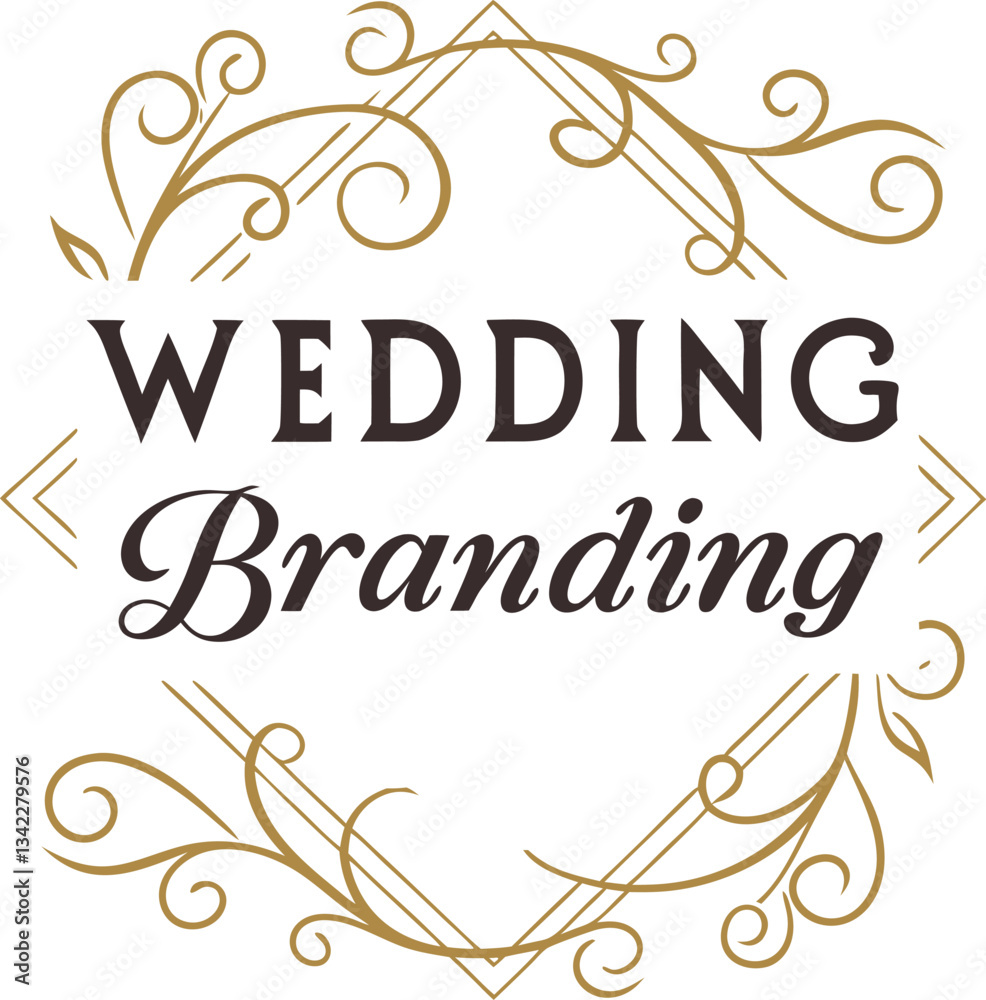 A monogram with a gold foil effect for wedding branding