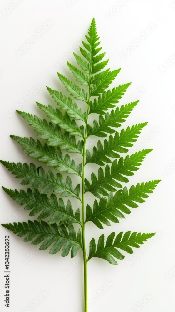 Vibrant green fern leaf on light background Vibrant green fern leaf on light background