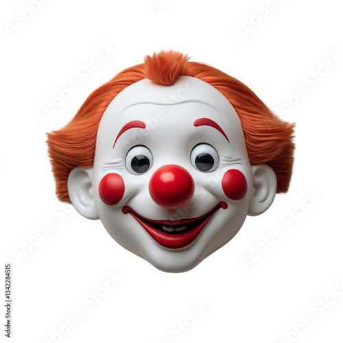 Creepy Yet Friendly Clown Face Illustration Isolated on Transparent Background.