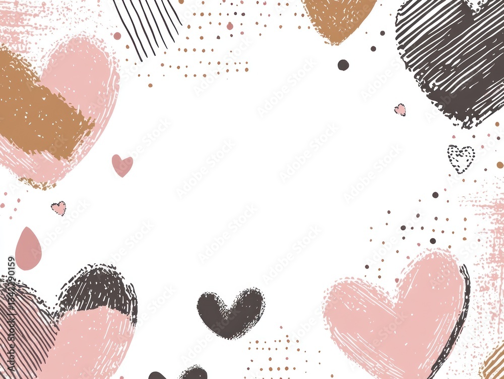 Abstract Pink and Brown Hearts: A Romantic Hand-Painted Design Abstract Pink and Brown Hearts: A Romantic Hand-Painted Design
