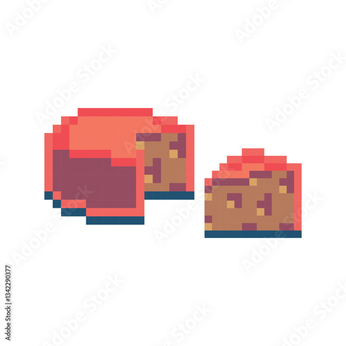 Vector illustration. Cheese pixel art