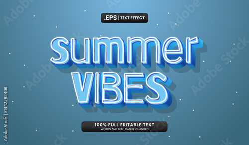 Blue text effect that says summer vibes. Suitable for social media posts, digital content, website banners, or advertising materials with a summery theme