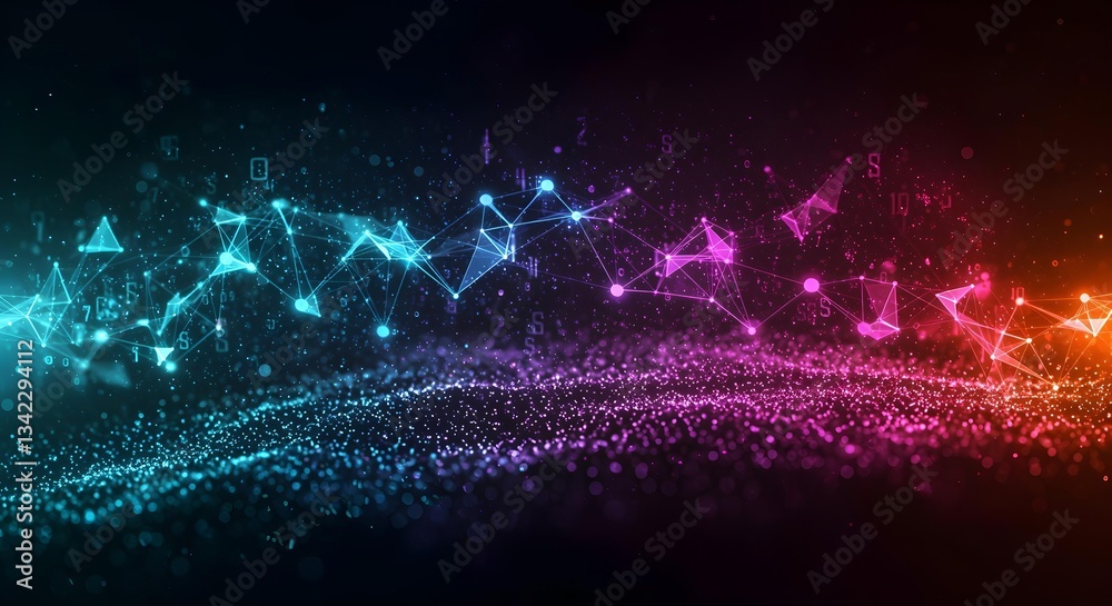 Obraz premium Plexus background with multicolored particle and light