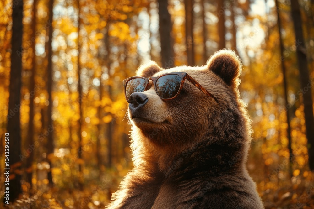 Obraz premium Adorable Bear Posing with Sunglasses