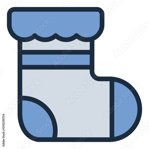 Baby sock filled line icon representing warmth and comfort for infants