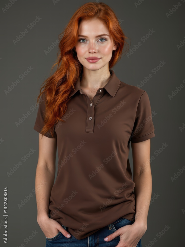 Fototapeta premium Casual Yet Classy: Rocking a Brown Polo Shirt Outfit