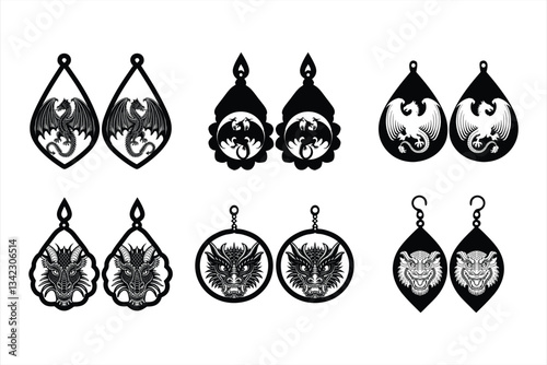 Dragon earrings svg bundle