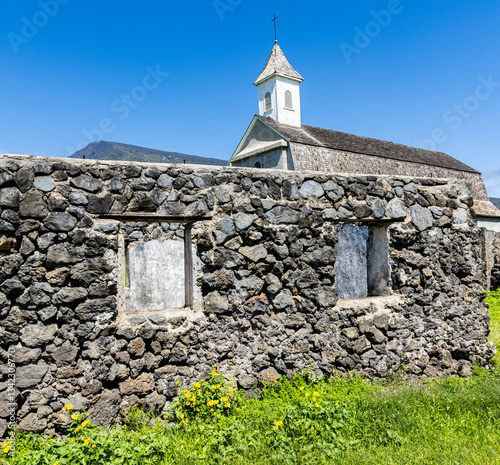 Historic St. Joseph Catholic Church and Ruins of The Rectory, Kaupo, Maui, Hawaii, USA photo