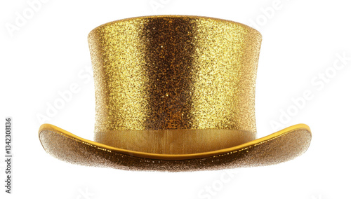 Sparkling Gold Top Hat Festive Celebration Headwear for Parties and Events

