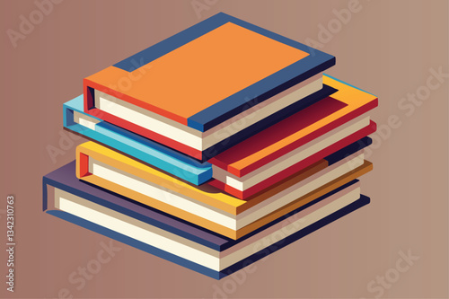 Colorful Stack of Books. A Geometric Design