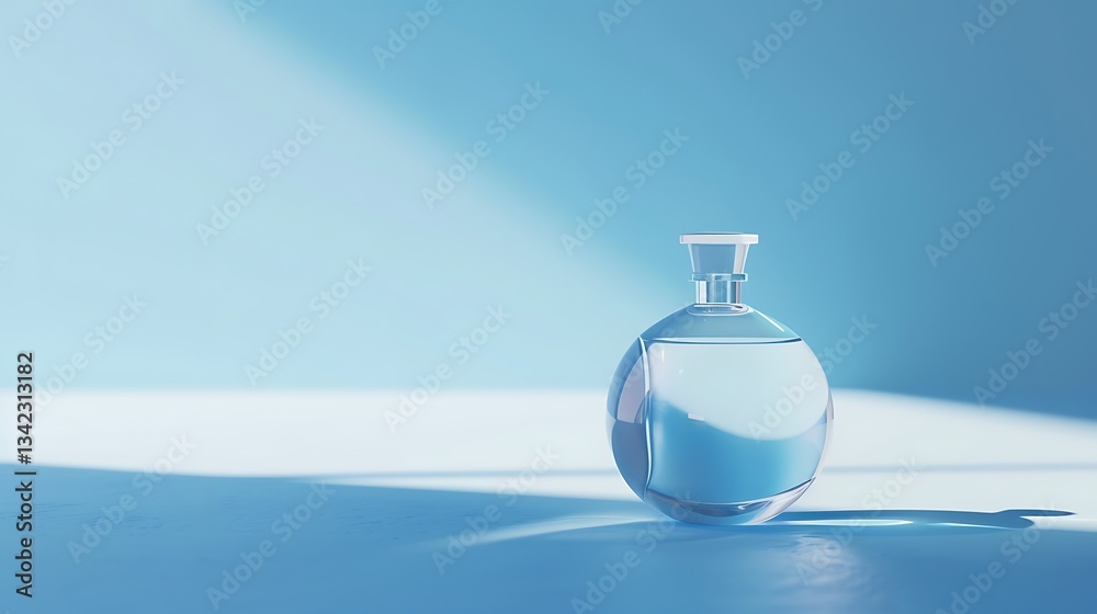 A high-quality 4K shot of a perfume bottle placed on a solid blue background, ultra-detailed lighting and reflections. A high-quality 4K shot of a perfume bottle placed on a solid blue background, ultra-detailed lighting and reflections.