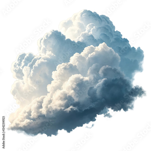 Bright blue sky with fluffy white clouds in a beautiful summer day photo