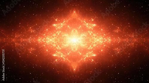 Fiery Orange Cosmic Nebula Abstract