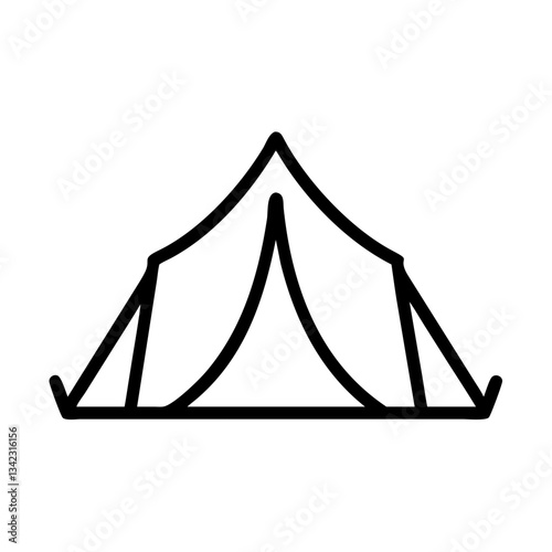 a simple line art of a camping tent, perfect for outdoor adventures and recreational activities vector illustration