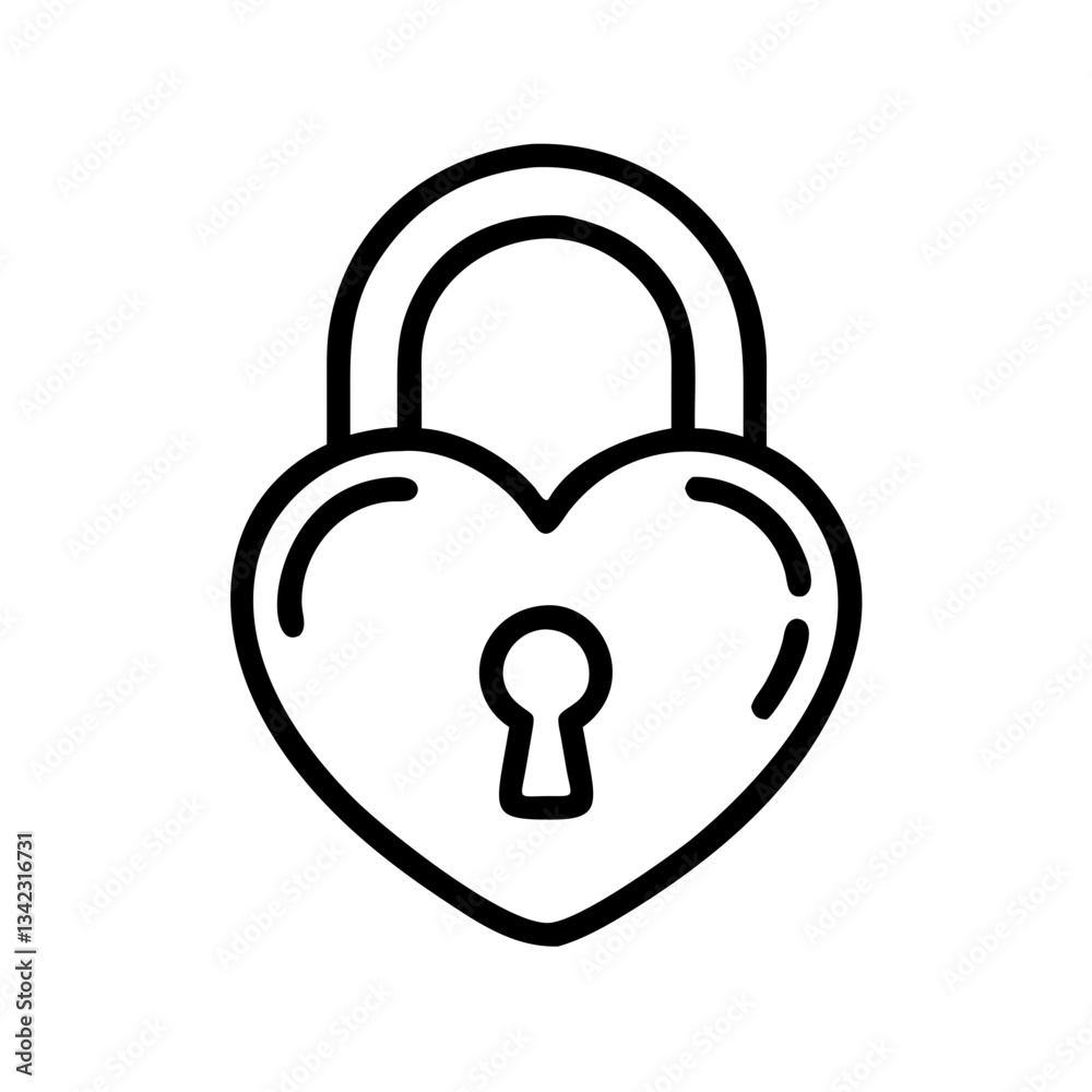 a line art vector icon illustration of a heart-shaped padlock a line art vector icon illustration of a heart-shaped padlock