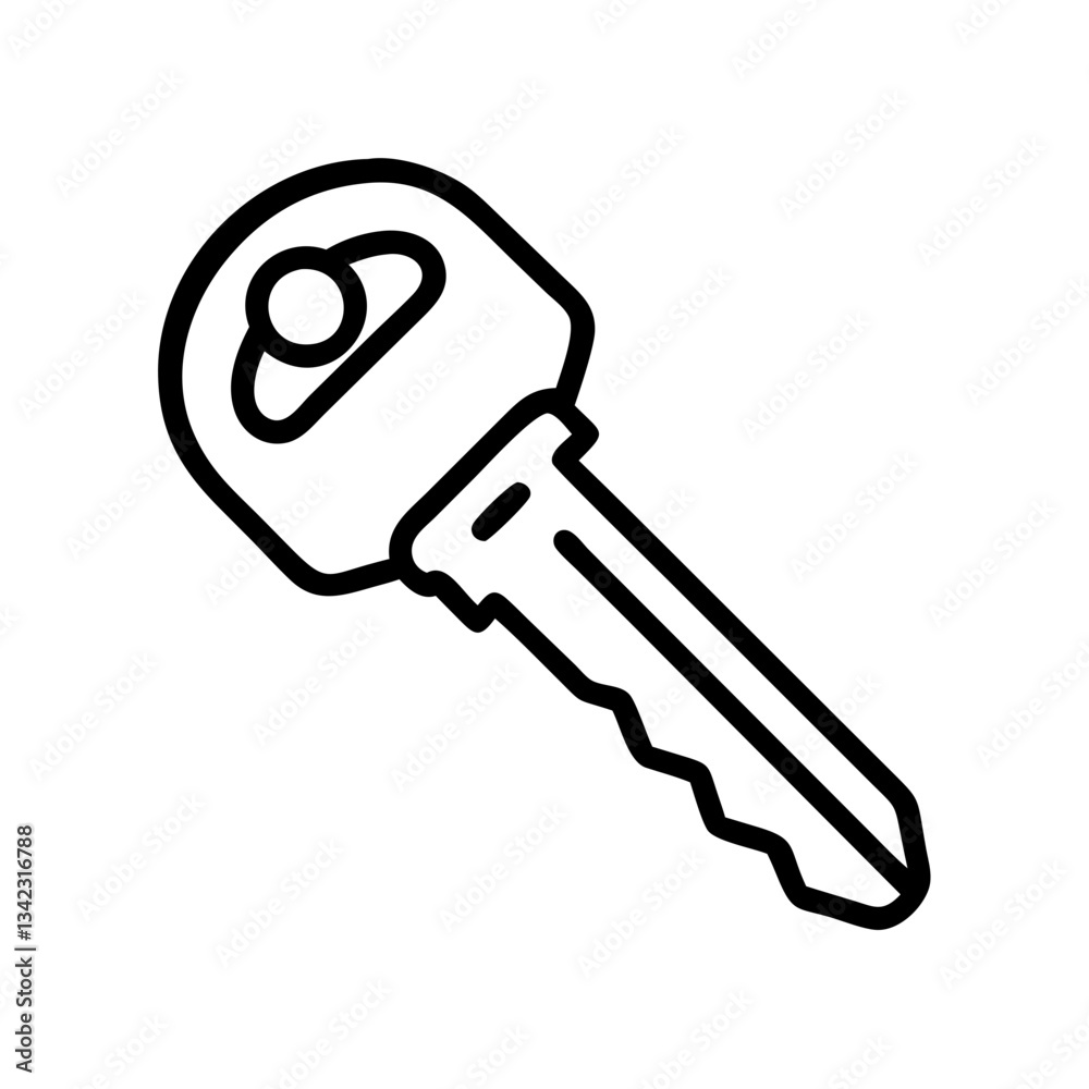 a simple outline vector icon illustration of a key. The key is drawn in a minimalist style, highlighting its essential features and design a simple outline vector icon illustration of a key. The key is drawn in a minimalist style, highlighting its essential features and design