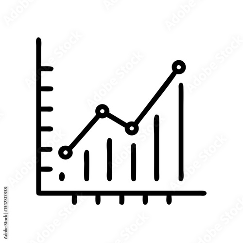 an vector icon illustration of a graph with lines and bars displaying data, indicative of business growth and analysis
