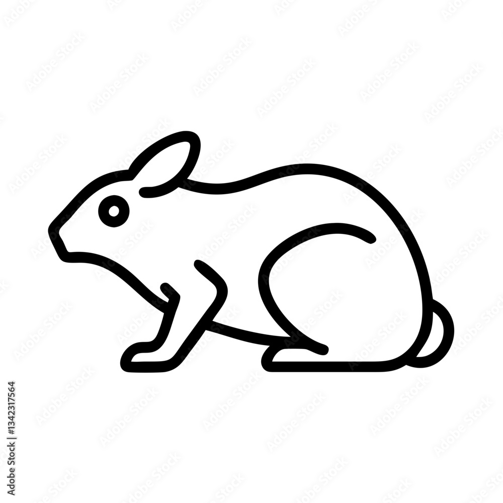 Fototapeta premium a simple line art illustration of a rabbit in profile
