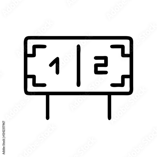 a game score board showing the score 1 to 2 in a simplified design vector icon illustration