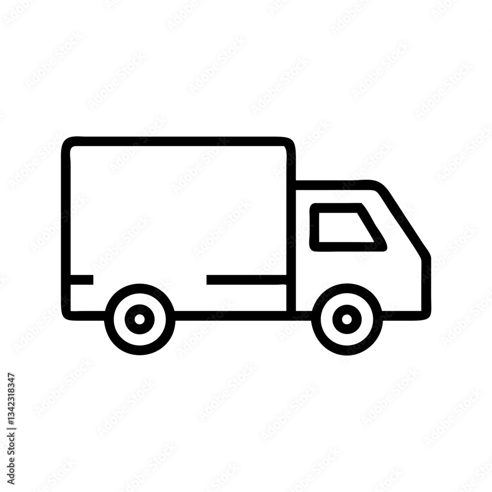 a truck, depicted in a clean, minimal line art style, symbolizes delivery and transport vector icon illustration a truck, depicted in a clean, minimal line art style, symbolizes delivery and transport vector icon illustration