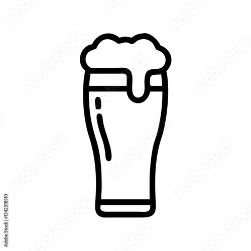 a refreshing glass of foamy beer vector icon illustration