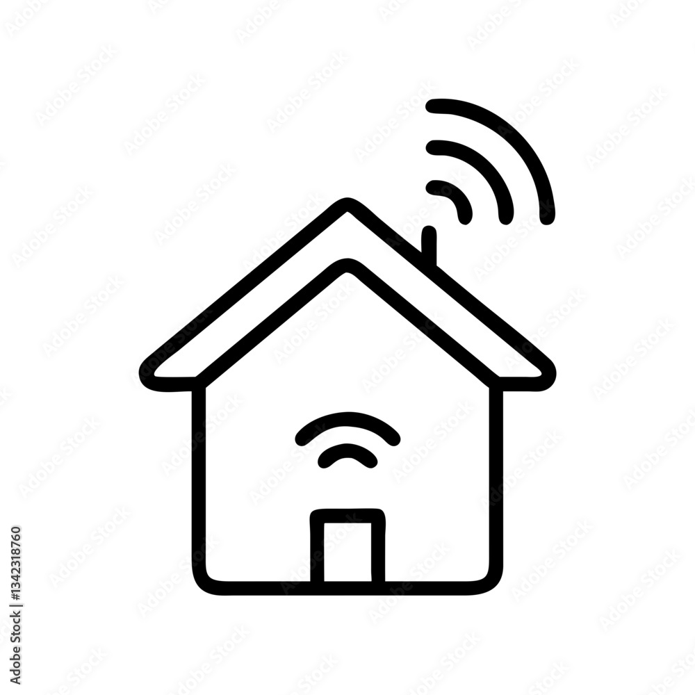 smart home logo with wifi signals showing wireless control over the house vector icon illustration smart home logo with wifi signals showing wireless control over the house vector icon illustration