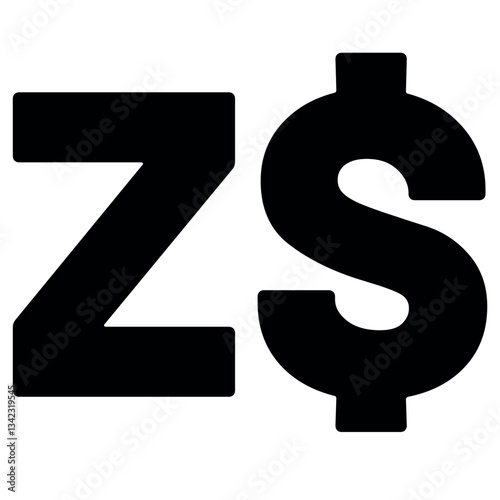 Zimbabwean dollar currency symbol vector illustration