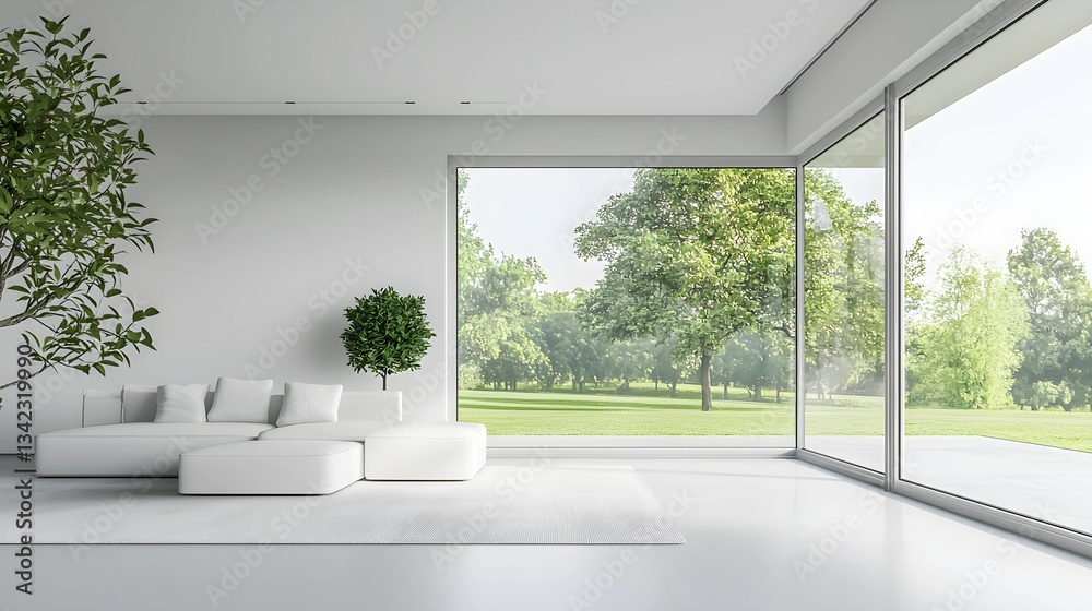 Fototapeta premium Minimalist Home with Serene Landscape View
