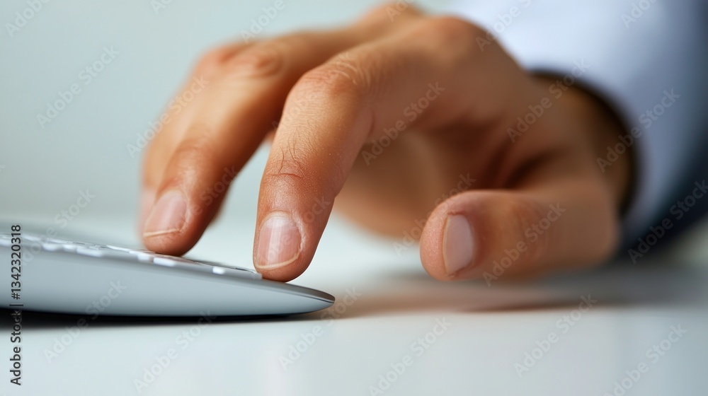 Close-up of a human hand using a modern computer keyboard for data entry Close-up of a human hand using a modern computer keyboard for data entry