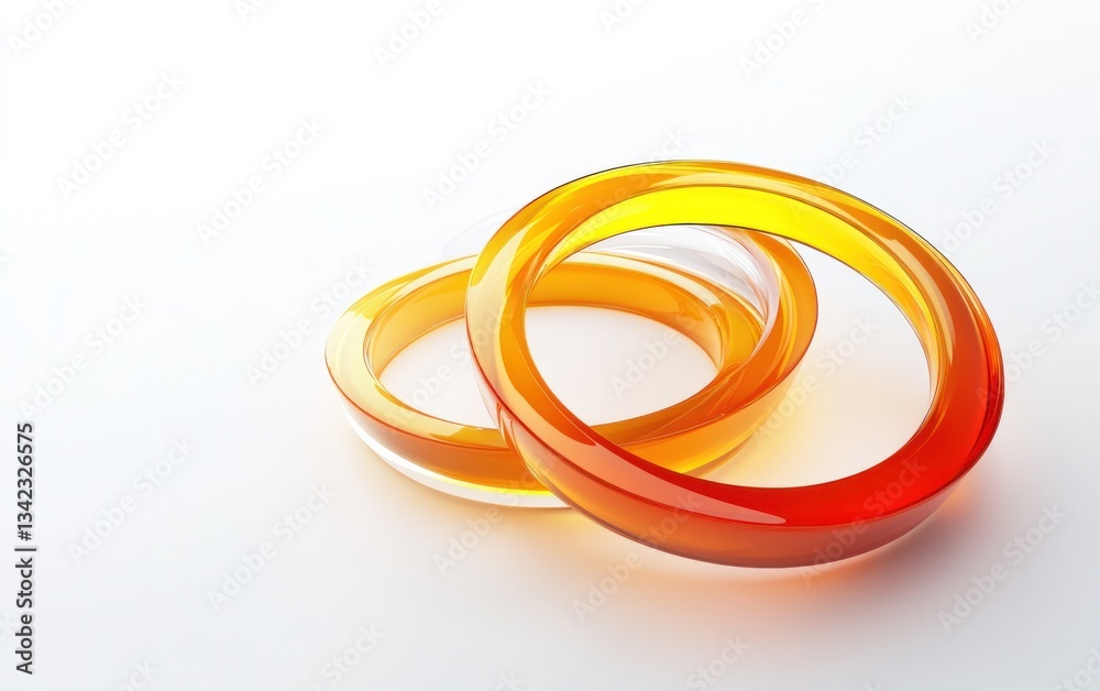 Abstract rings, layered, orange and yellow, translucent, studio background, possible use in a fashion or design catalog Abstract rings, layered, orange and yellow, translucent, studio background, possible use in a fashion or design catalog