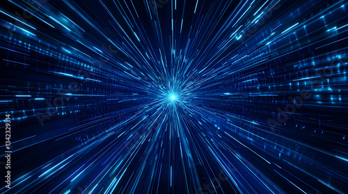 Abstract digital data stream, futuristic tunnel, high-speed travel, glowing light, technology background, ideal for website banners