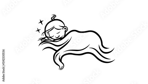 Sleeping child wrapped in cozy blanket