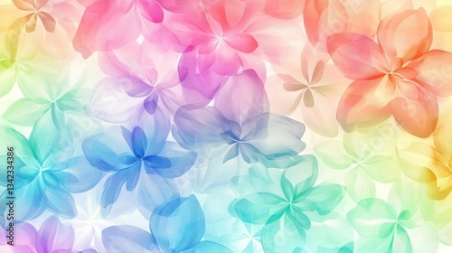 Colorful Pastel Rainbow Flowers Soft Delicate Petals Floral Backgrounds for Print Design and Web Design Illustration and Graphic Design and Web Applications and Video Presentation Design and