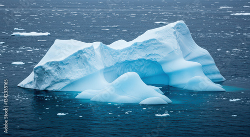 Arctic Glacier Iceberg: Majestic Floating Landscape in Cold Blue Ocean Environment