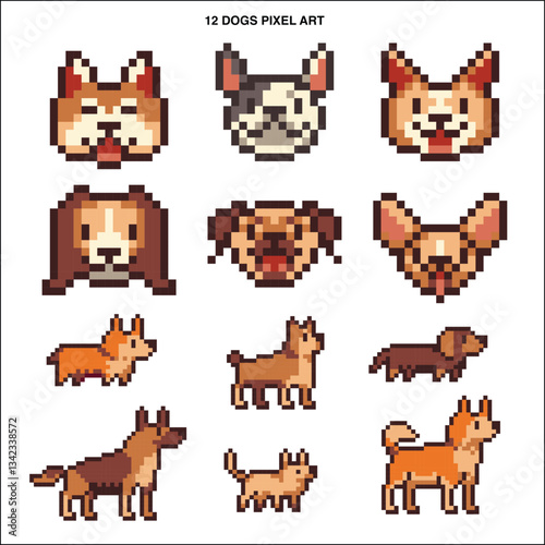 Dog pixel art symbol icons vector design	