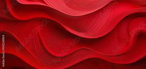 Red abstract paper carved background. Paper art style of nature concept design. Background, abstract red wallpaper background, abstract smooth waves pattern background.