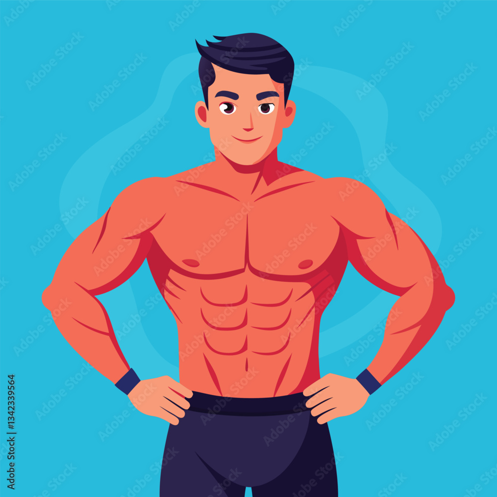 Fototapeta premium Athletic Male Model Flaunting His Muscular Physique in a Striking Pose